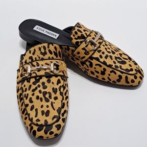 STEVE MADDEN RYLIE MULES. LEAPARD PRINT COW HAIR  10M NWOB